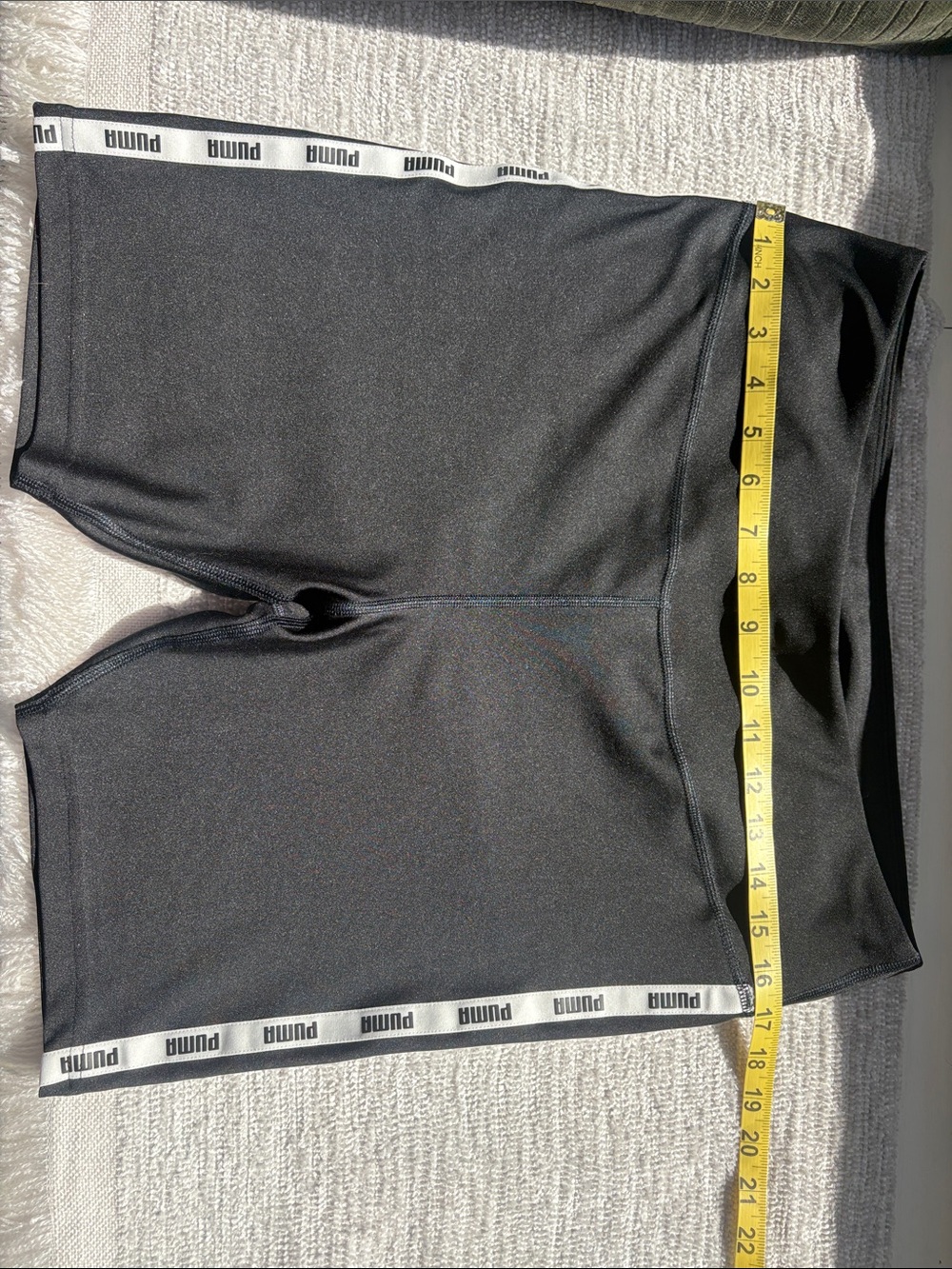 Puma Black Athletic Bike Shorts with White Logo Tape